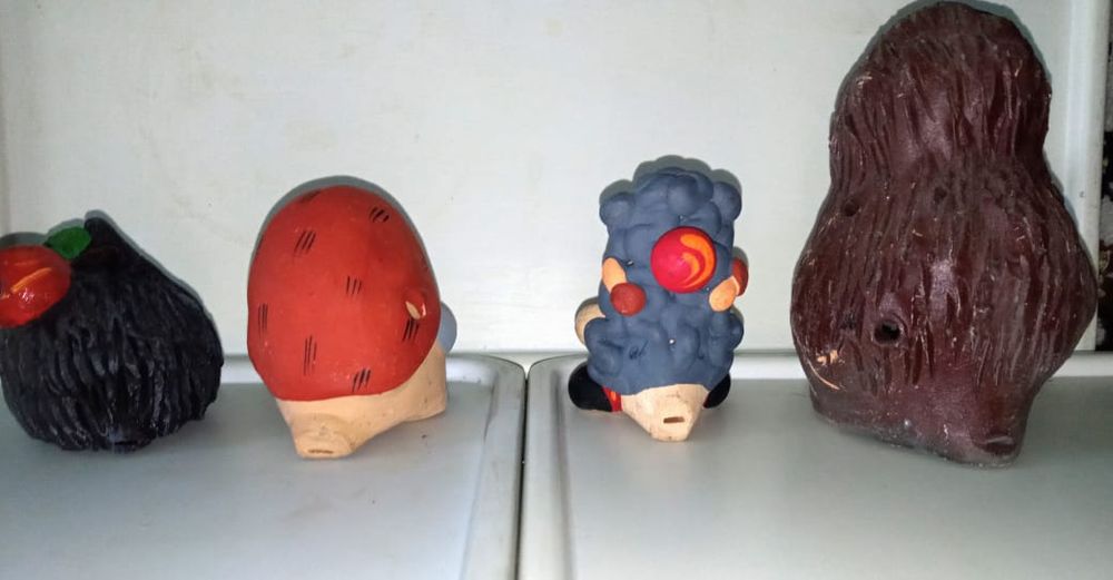 Ёжики- Статуэтки, Свистульки, Колокольчик