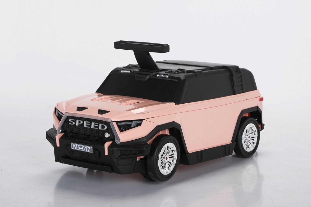 Valiza tip masinuta, Kinderauto SPEED, multifunctionala 2 in 1 #pink