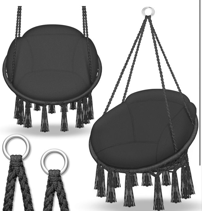 Люлка- Висящ стол tillvex бежов с голяма възглавница 200 кг