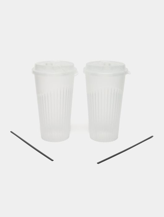 ДЕШЁВО Пластиковые Стаканы для кофе с Кришкой, 350/500 мл, 1100