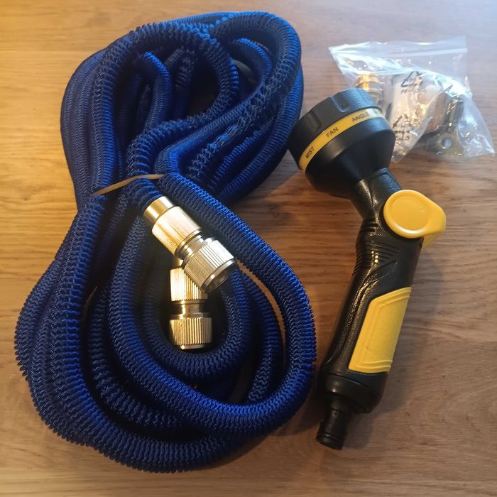 НОВ! Разтегателен градински маркуч 15 м с пистолет – 7 функции