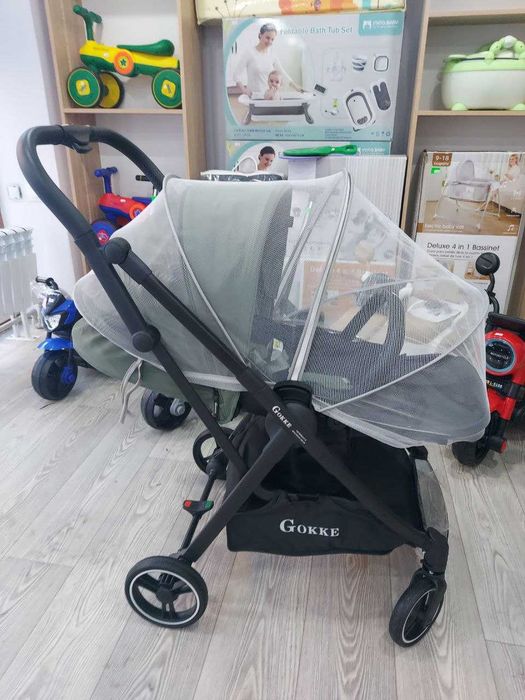 Коляска прогулочная Gokke B08 Plus, черный, зеленый