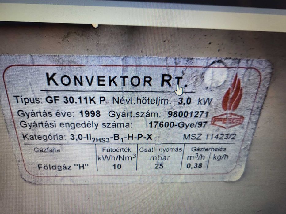 Convector pe gaz
