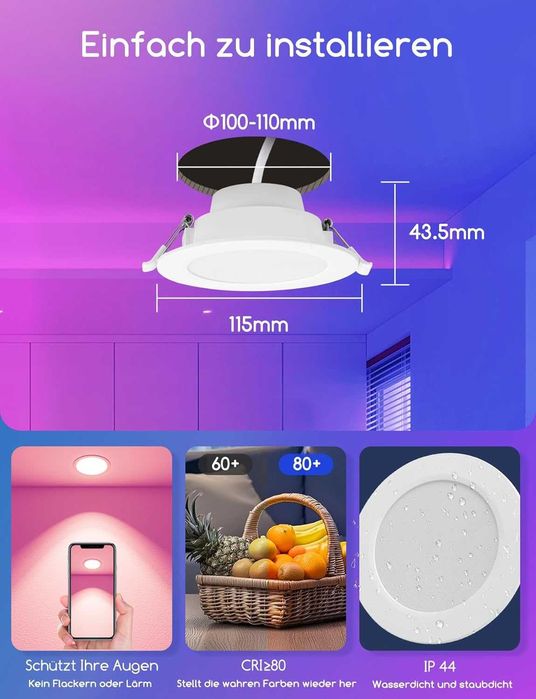 Set 4 spoturi smart LED RGB+CCT 6w Alexa