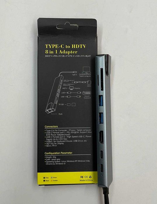 USB hub концентратор 8в1 разъем подключения Type C