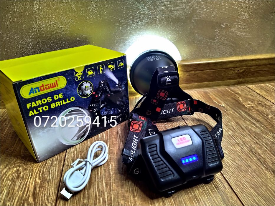 Lanterna Frontala Andowl cu Led P50 Pentru Distante Mari 500 Metri