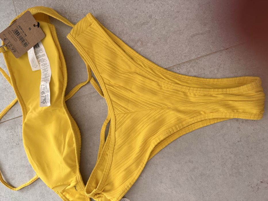 Costum de baie marime M galben brazilian bareta si bureti detasabili