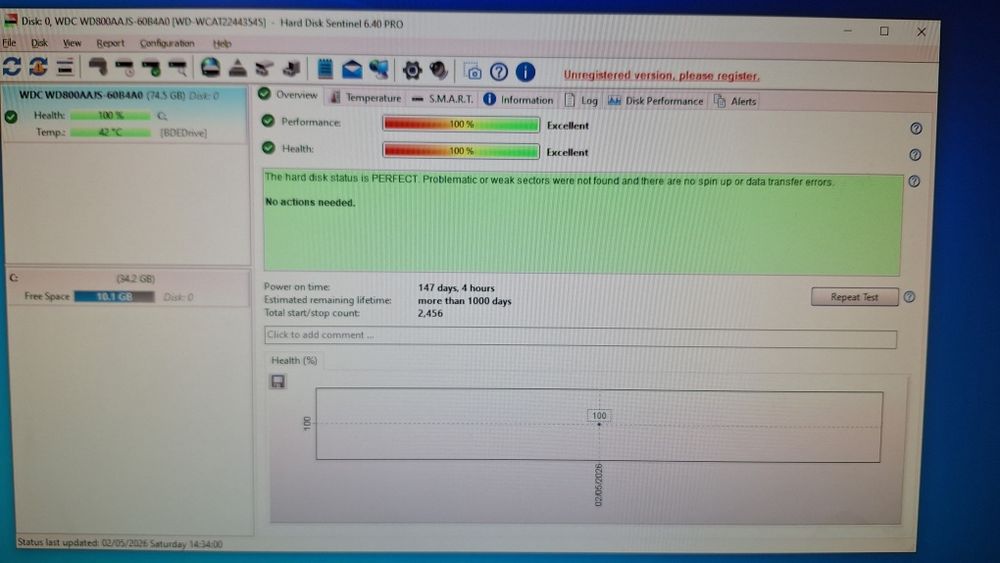 HDD Western Digital 80GB SATA – 100% Health / Funcțional