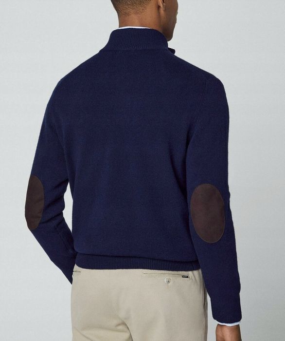 100% вълна Hackett London 1/4 Zip Wool Pullover ОРИГИНАЛ мъжки пуловер