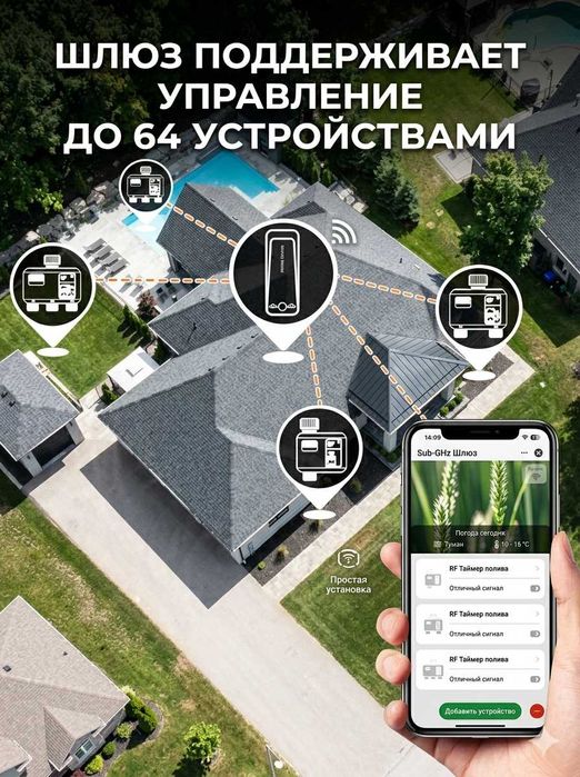 Умный WiFi таймер полива на 3 зоны + Беспроводной шлюз в комплекте