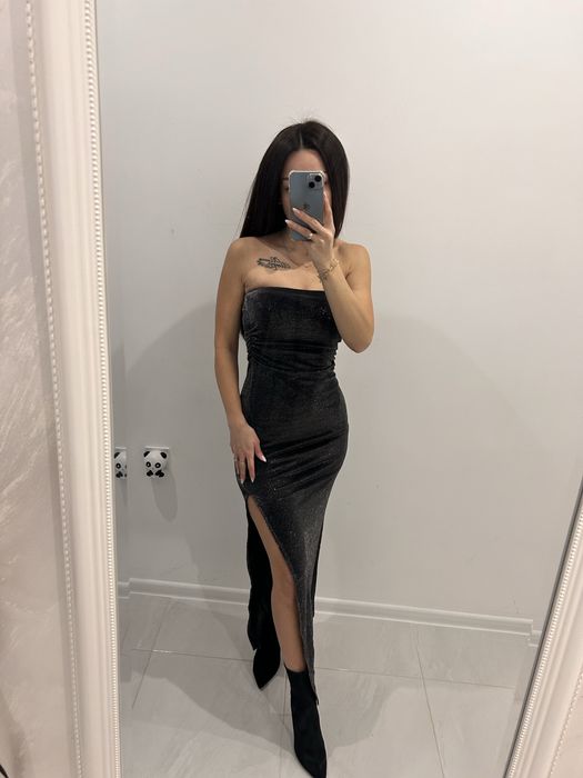 Блестяща рокля с цепка- Bershka