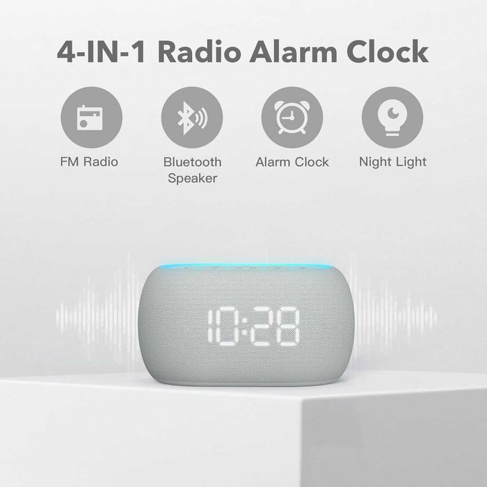 Дигитален часовник, радио, Bluetooth колонка и нощна лампа в едно
