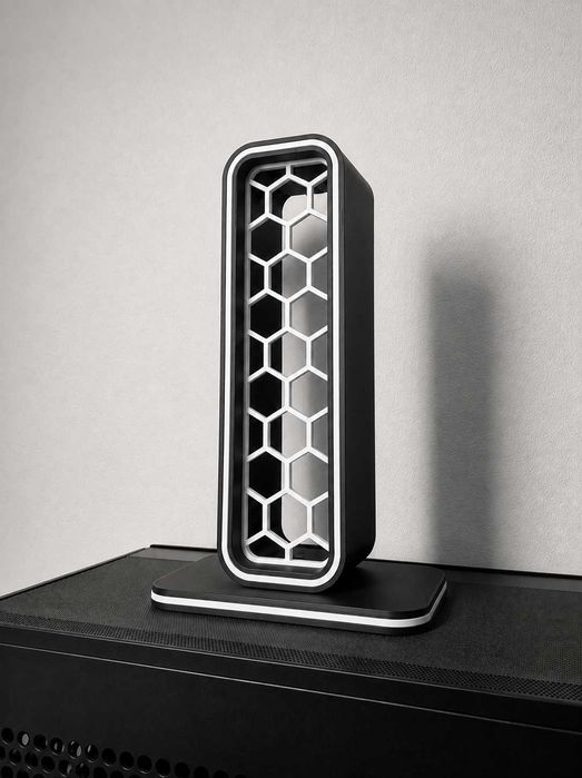 Suport căști – PLA negru mat & alb mat, design hexagonal modern