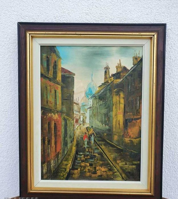 Красива Маслена Картина на Платно Живопис Дървена Рамка