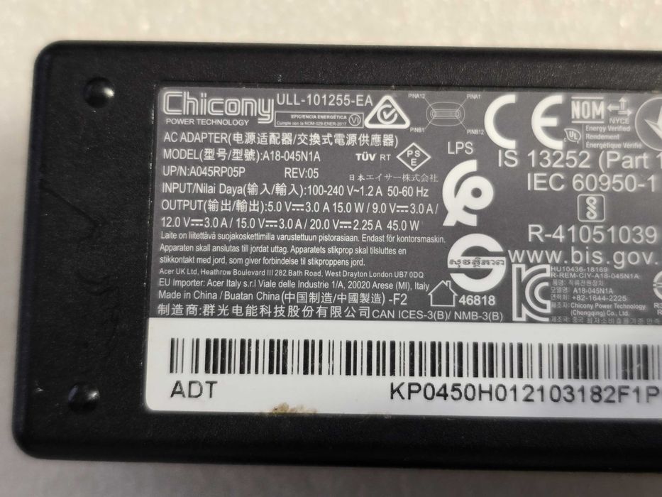 Incarcator laptop Chicony, 45W 20V 2.25A, TYPE-C, A18-045N1A