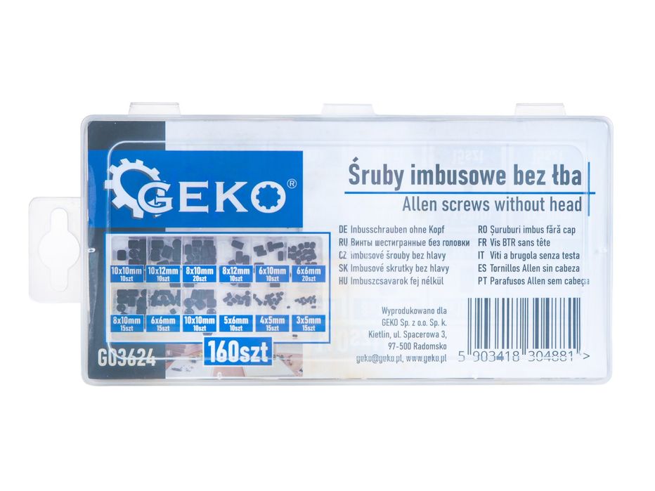 Комплект шестограмни щифтове с резба 160 бр. geko