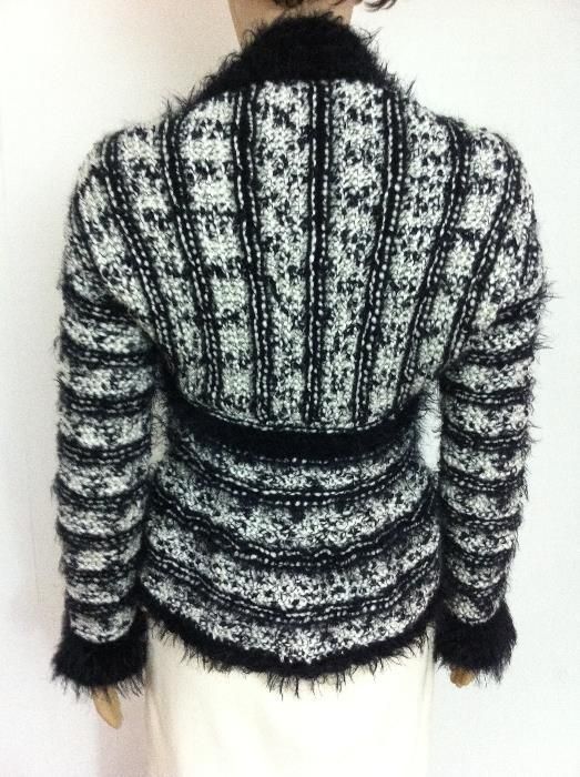 Pulover (jacheta bolero) alb negru (unicat handmade)