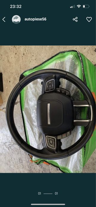 Volan cu padele complet cu airbag range rover evoque piese dezmembrari