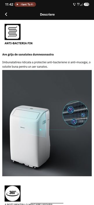 Aer conditionat portabil HISENSE APC12QC, 12000 BTU, A, Wi-Fi, Functie Dezumidificare, kit instalare inclus, alb