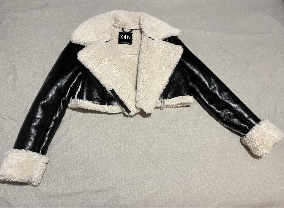 Късо яке Zara - еко кожа с пух