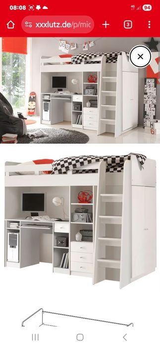 Pat suspendat cu birou si sifonier