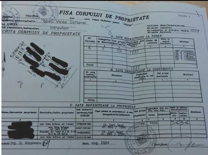 Teren 1237 mp Zona Poduri Trăisteni Prahova