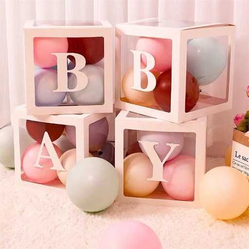 Кутии за балони Baby, Love. Украса за първи рожден ден, Украса