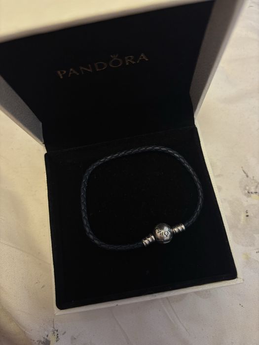 Браслет пандора кожа с серебром