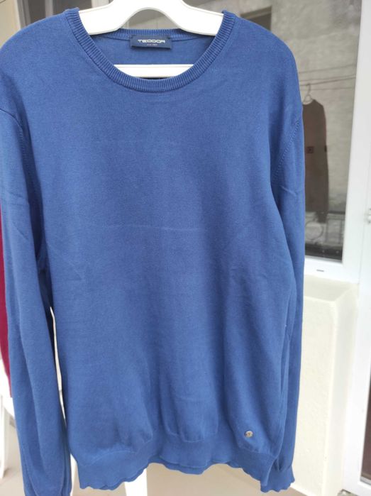 Пуловер с дълъг ръкав - син, Teodor