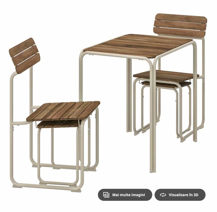 FURUÖN set masa + 2 scaune + 2 taburete pt exterior ikea