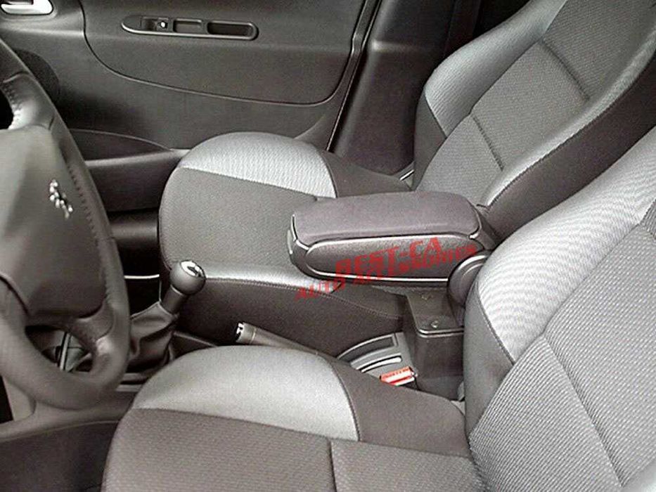 Текстилен черен подлакътник за Пежо 207 / Peugeot 207 (2006-2014)