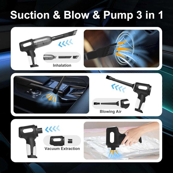 Aspirator de masina 3 in 1 Puternic cu USB