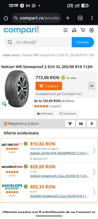 255/60R18 Nokian 7-6mm stare foarte buna