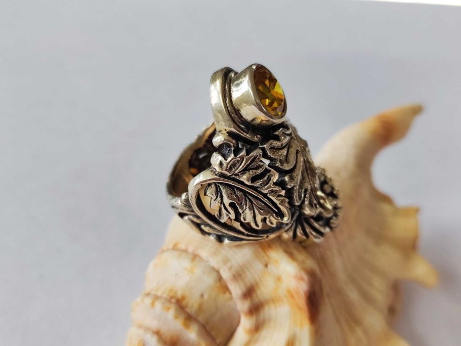 Сребърен пръстен с цитрин 925