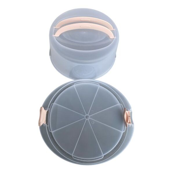 Platou tort cu capac din plastic rotund, 30.4x16 cm, H 12,5 cm