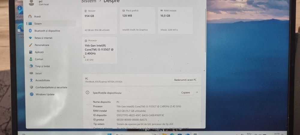 Asus Vivobook i5-gen 11, 16 GB Ram, 1T ssd M2