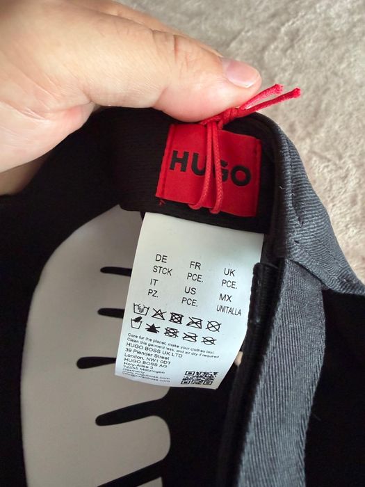 HUGO Jude SL sapca unisex neagra cu logo din piele cusut OS noua originala