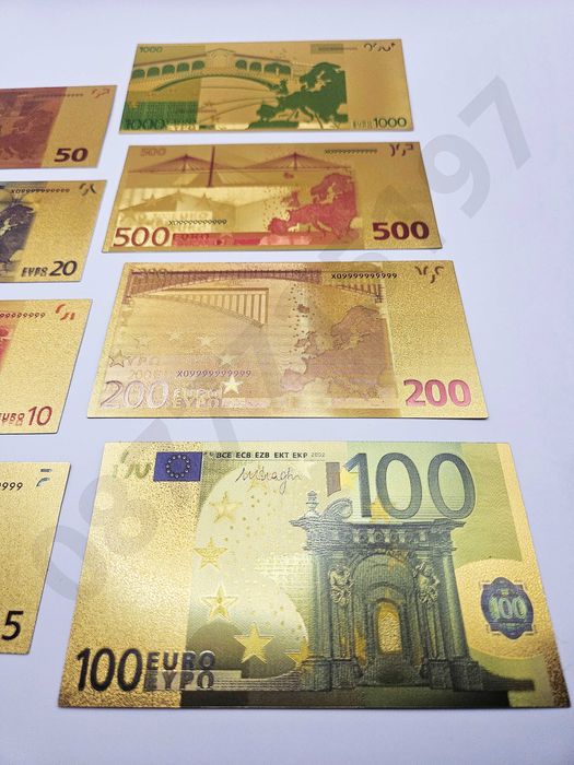 Лот 8бр златни банкноти/златна банкнота + сертификат - ЕВРО EURO