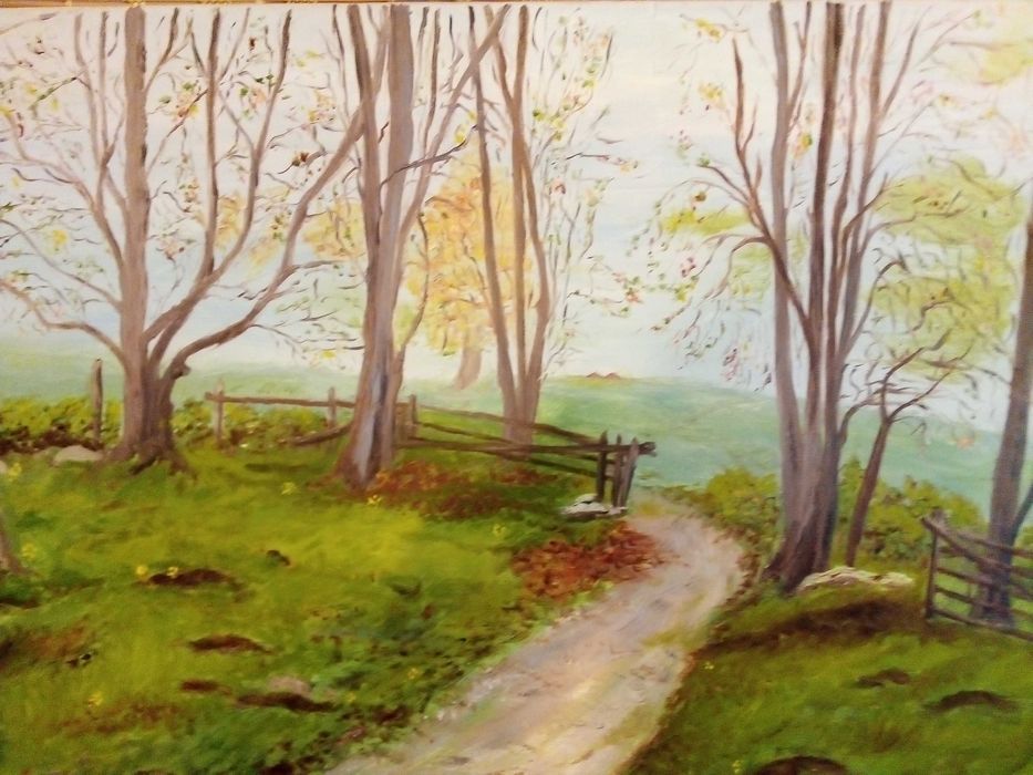 Картина пейзаж с подпис