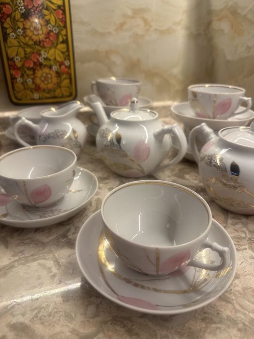 Сервиз Дулево « золотая ветка мимозы».