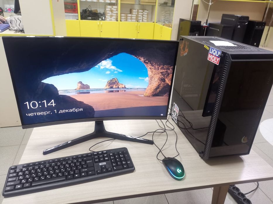 Компьютер системный блок монитор клавиатура мышь коврик комплект принт