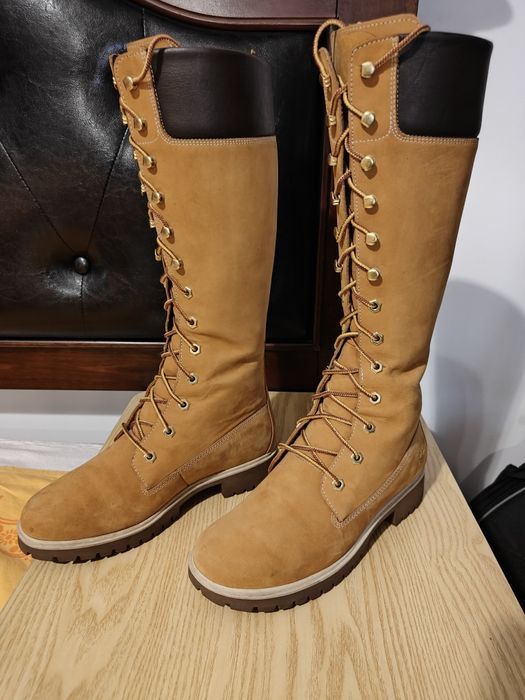 Ghete Timberland W Prem 14in Wht piele Nubuck bej mustar maro camel
