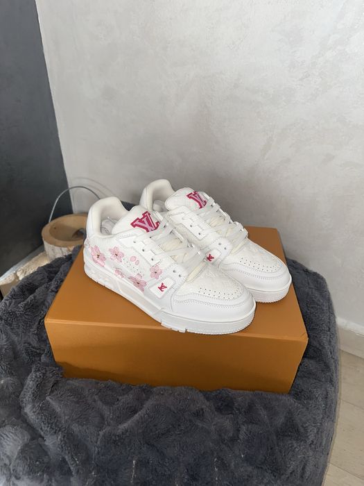 Louis Vuitton LV Trainers Takashi Murakami White Flowers / Alb Roz