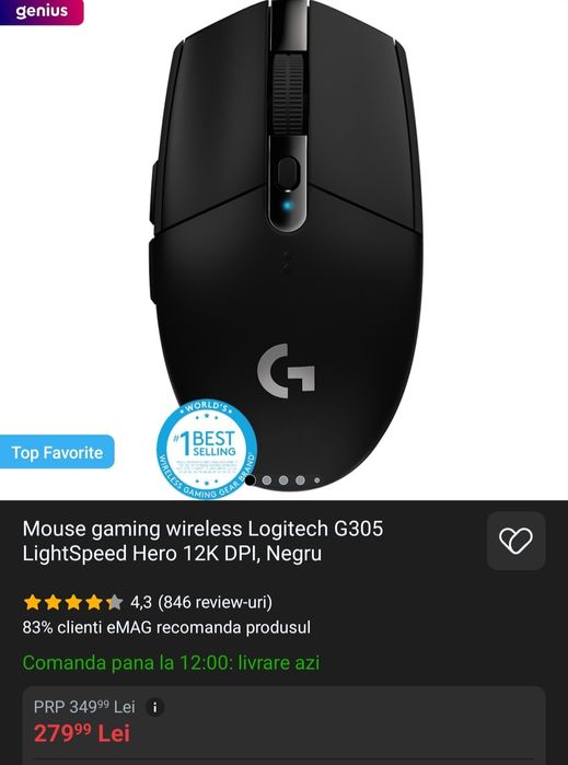 Mouse gaming wireless Logitech G305