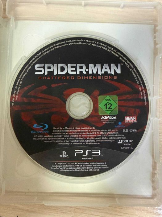 PS3 диск; Редкий диск Spider Man Shattered Dimensions