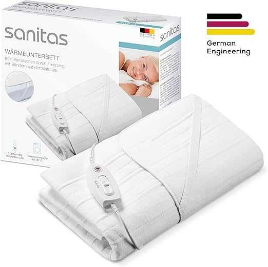 Електрическо одеяло Sanitas SWB 21, бяло, 150x80см, 3 температурни нива, ленти за закрепване