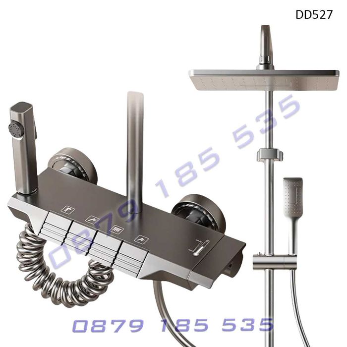 Луксозна душ система пиано бутони 4 функции никел модерна баня