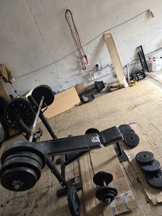 Pachet bancă reglabilă +haltera+gantere