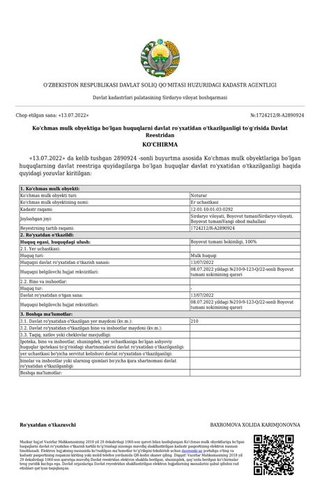 Qurilishga mo'ljallangan Yer sotiladi