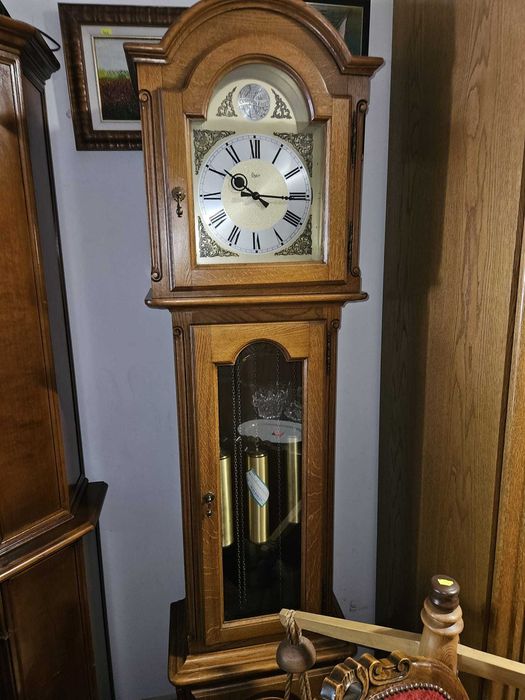 Ceas de podea cu pendul Urgos, lemn masiv stejar, mecanic vintage